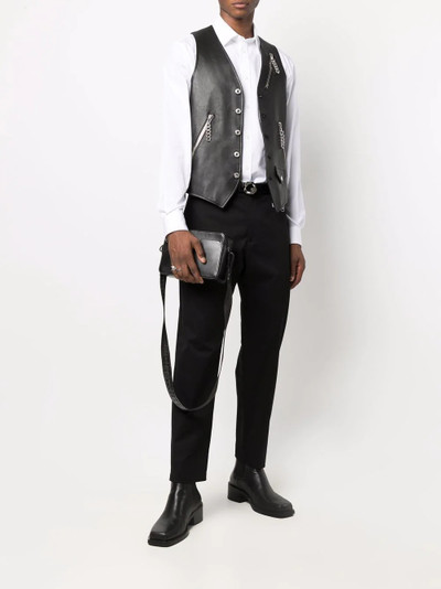 Moschino zip-pocket leather waistcoat outlook