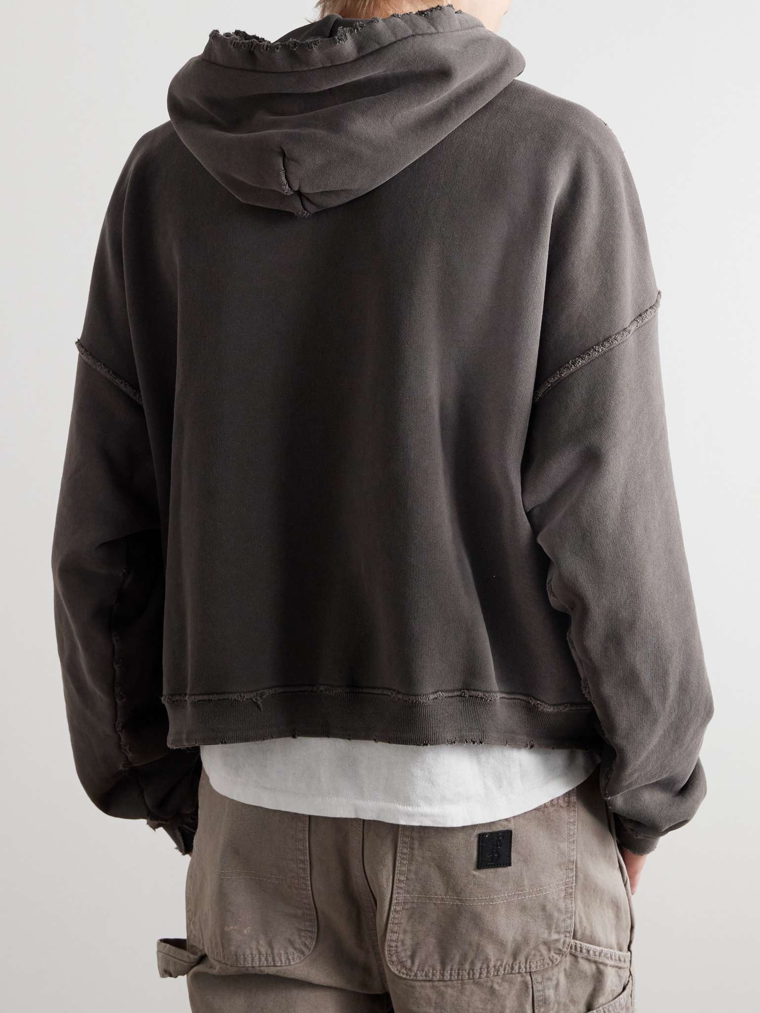 Distressed Logo-Print Cotton-Jersey Hoodie - 3
