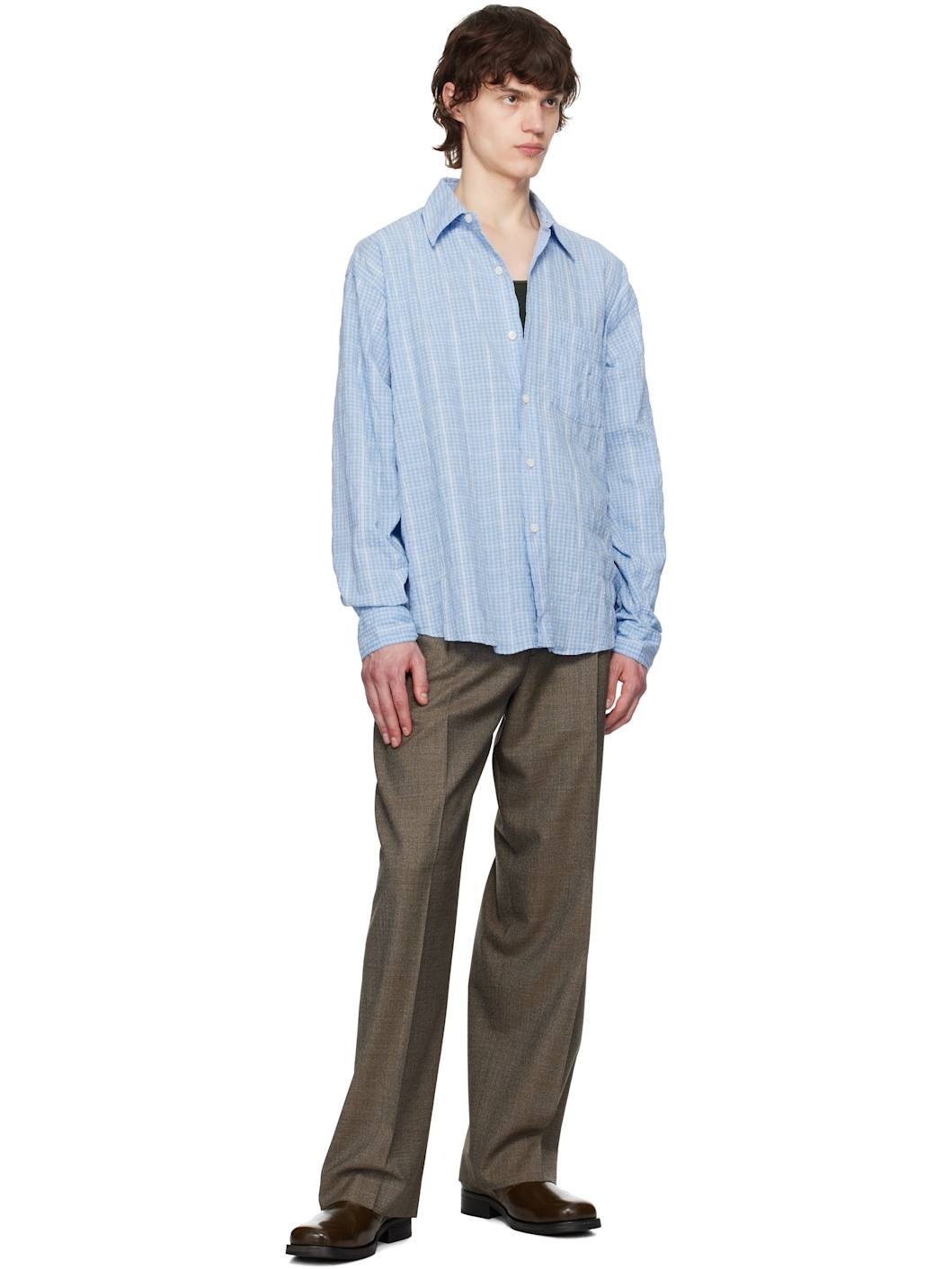 Blue Seersucker Executive Shirt - 4