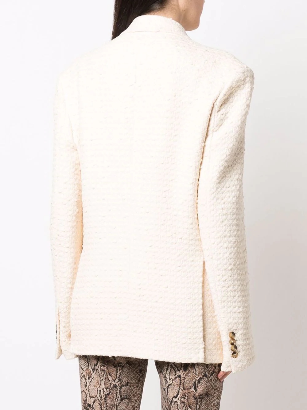 double-breasted bouclé blazer - 4