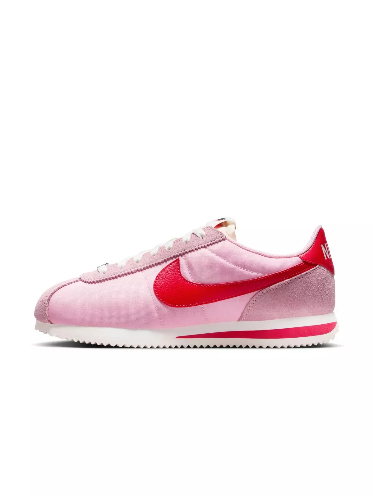 Cortez Textile "Med Soft Pink/Fire Red/Sail/Team Orange" Women's Shoe - 3