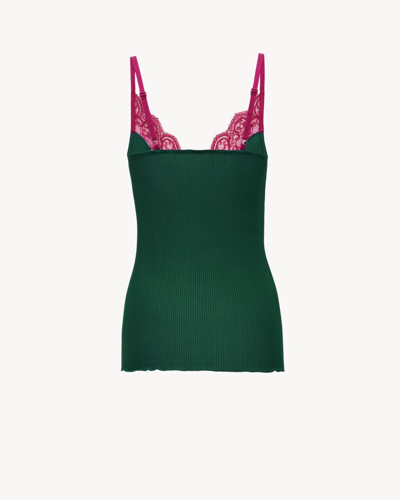 SAINT LAURENT LACE TANK TOP IN RIBBED SILK JERSEY outlook
