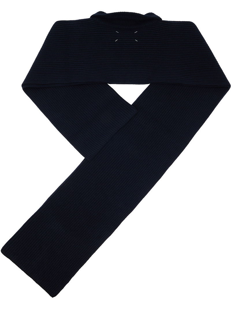 Maison Margiela Navy Ribbed Wool Collar Scarf outlook
