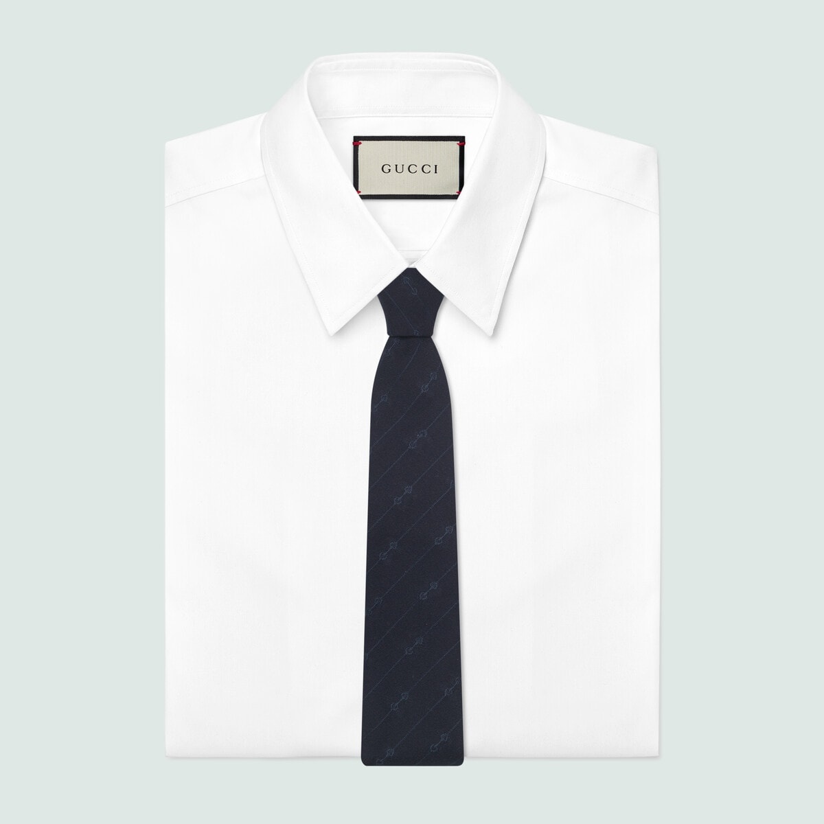 Horsebit striped wool jacquard tie - 2