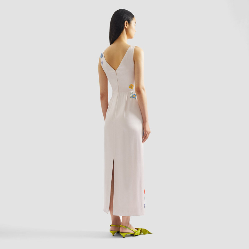 EMBELLISHED SATIN CADY SLEEVELESS MIDI DRESS 4
