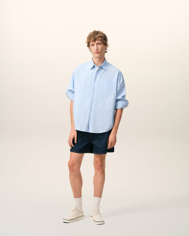AMI Paris BLUE COTTON LONG SLEEVE AMI DE COEUR BOXY SHIRT outlook