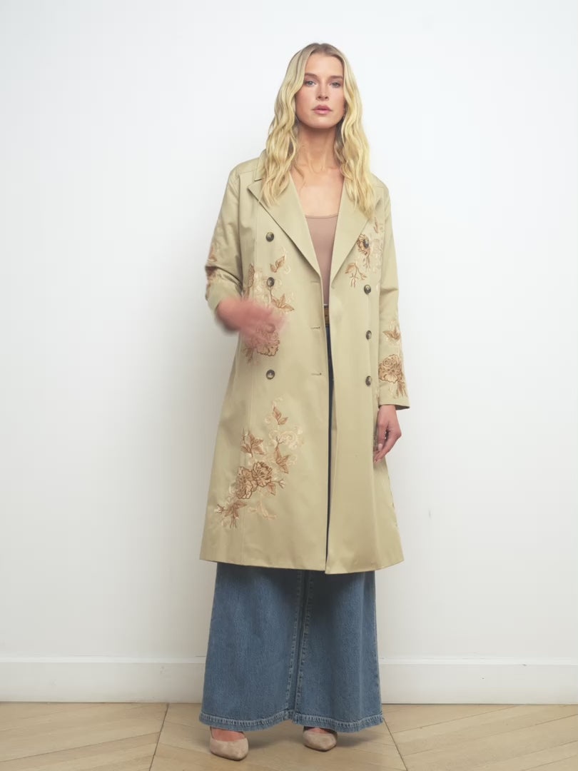 Venus Embroidered Trench Coat - 8