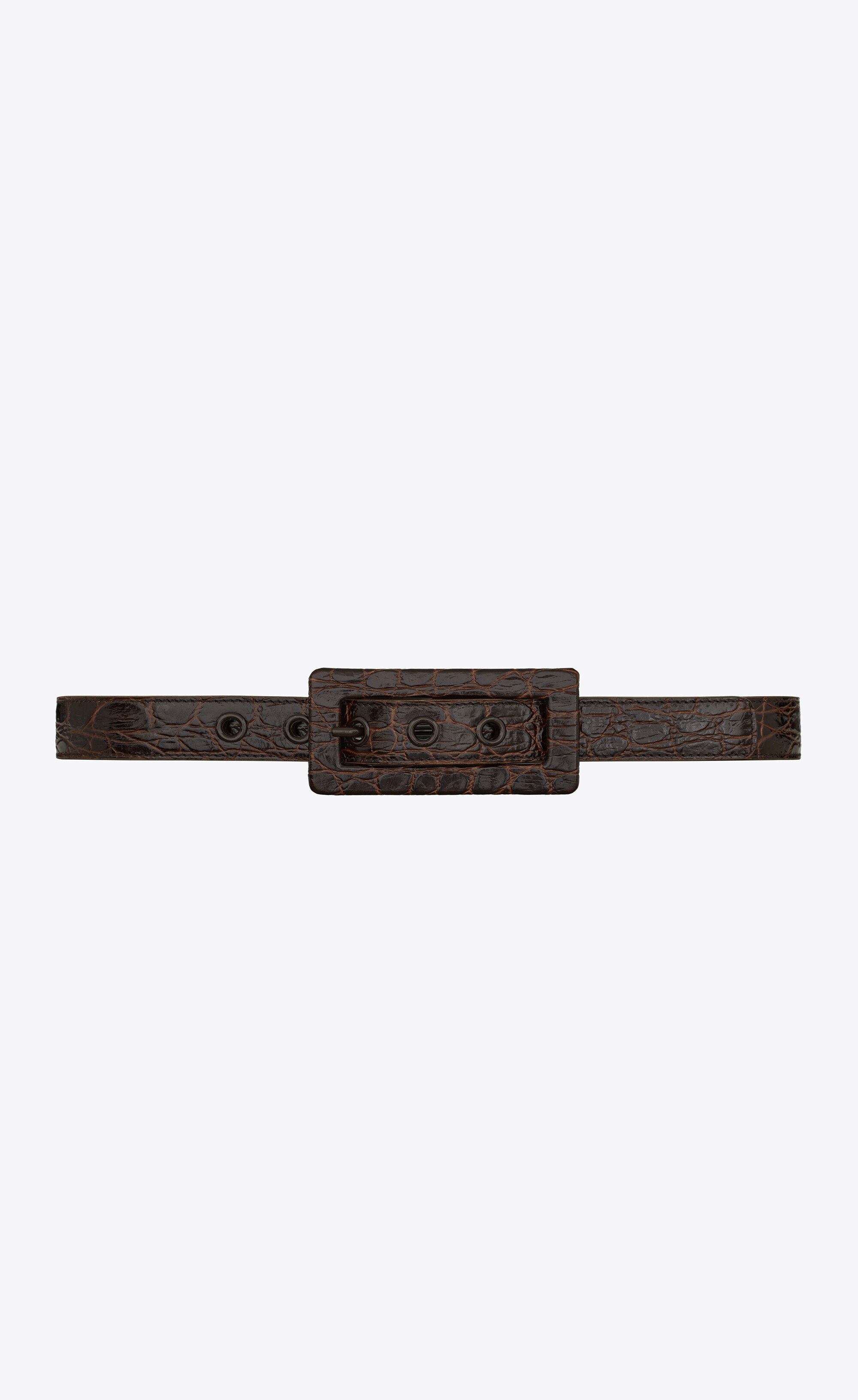 rectangular buckle belt in crocodile-embossed leather - 1