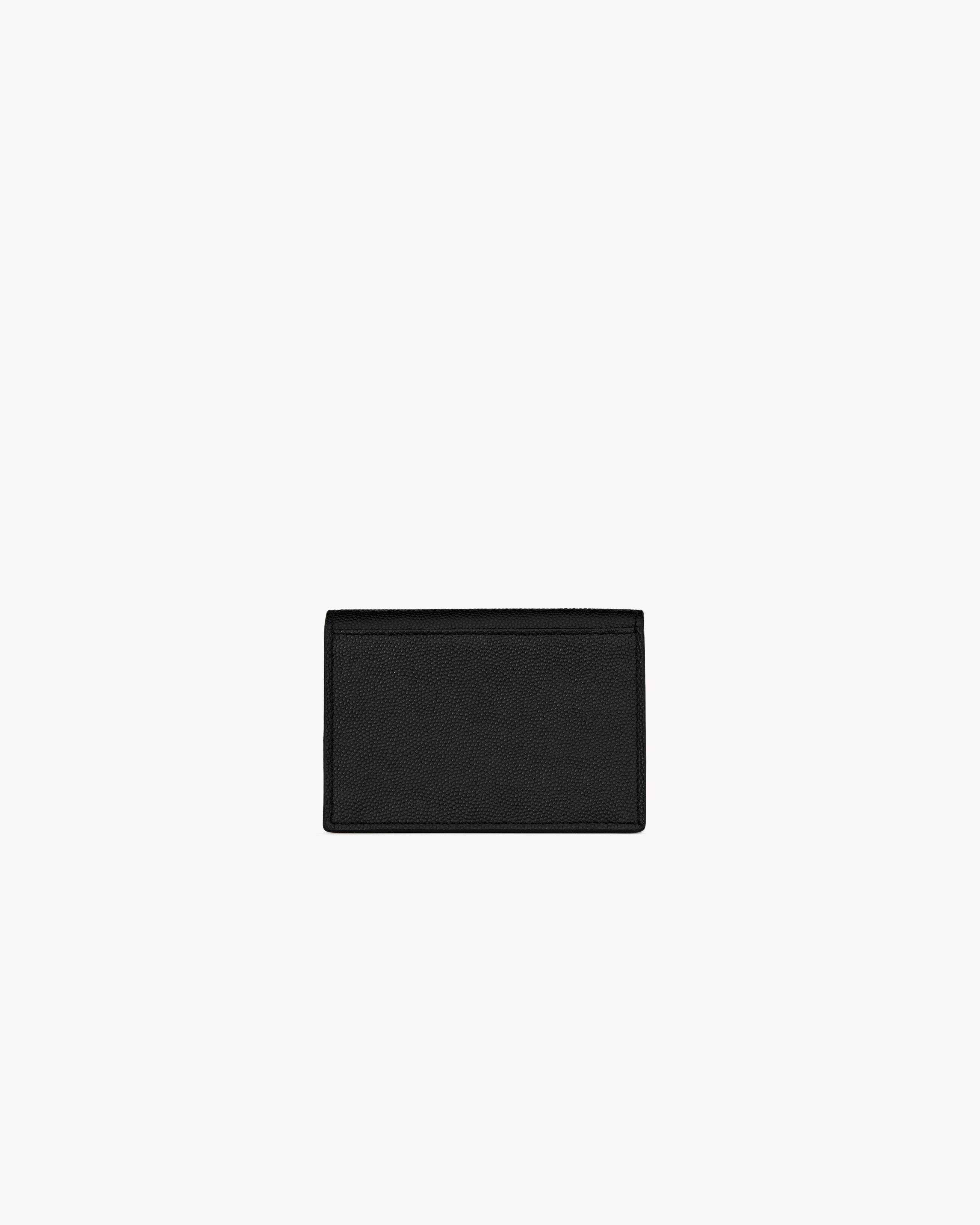 SAINT LAURENT PARIS BUSINESS CARD HOLDER WITH FLAP IN GRAIN DE POUDRE LEATHER - 2