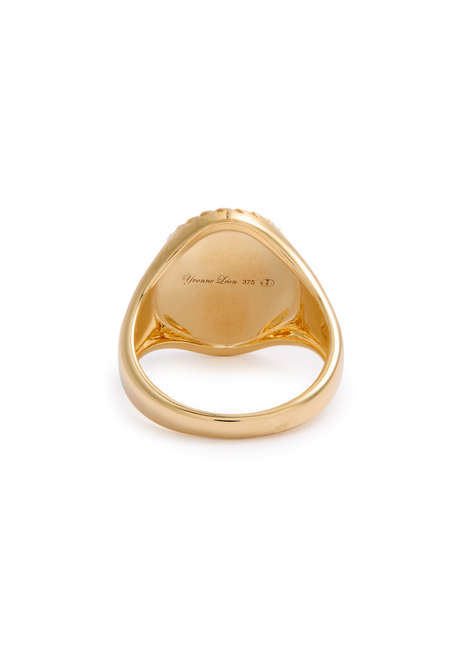 Yvonne Leon Chevalière Oval Embellished 9kt Gold Ring - 4