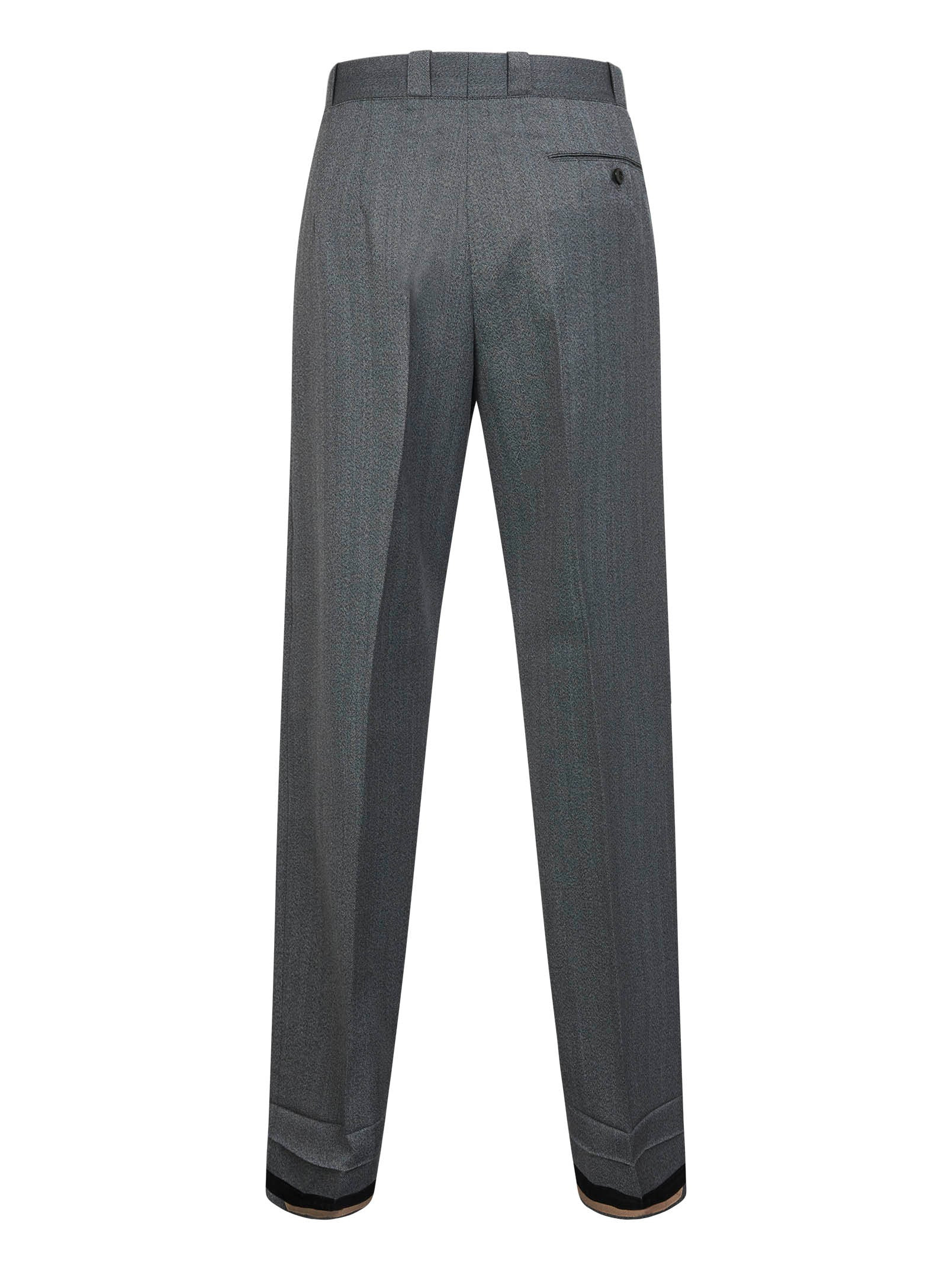 Grey herringbone wool blend trousers - 2