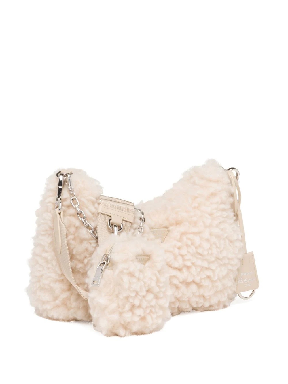 shearling logo-plaque crossbody bag - 4