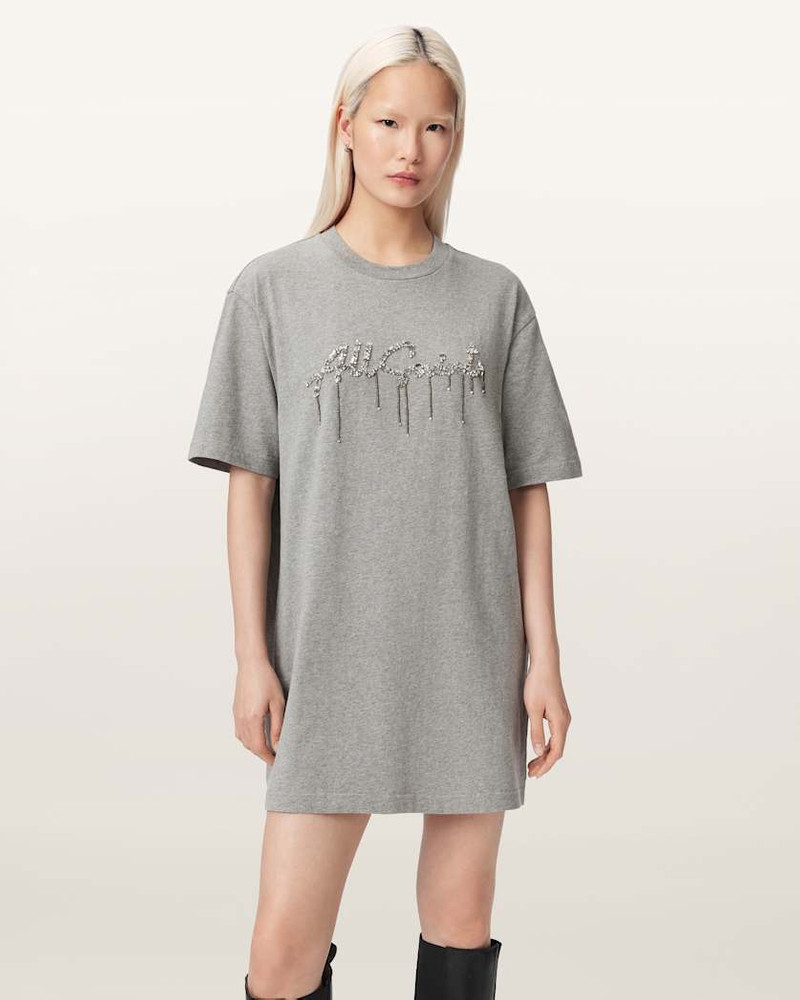 CHAINS EMBELLISHED T-SHIRT MINI DRESS 6
