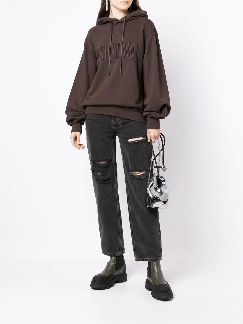 slogan drawstring hoodie - 2