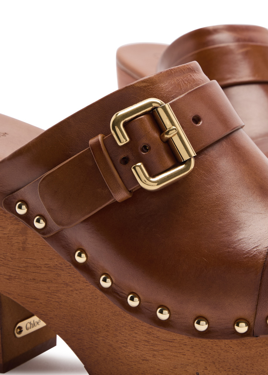 Chloe Jeannette 115 Leather Platform Clogs - 3