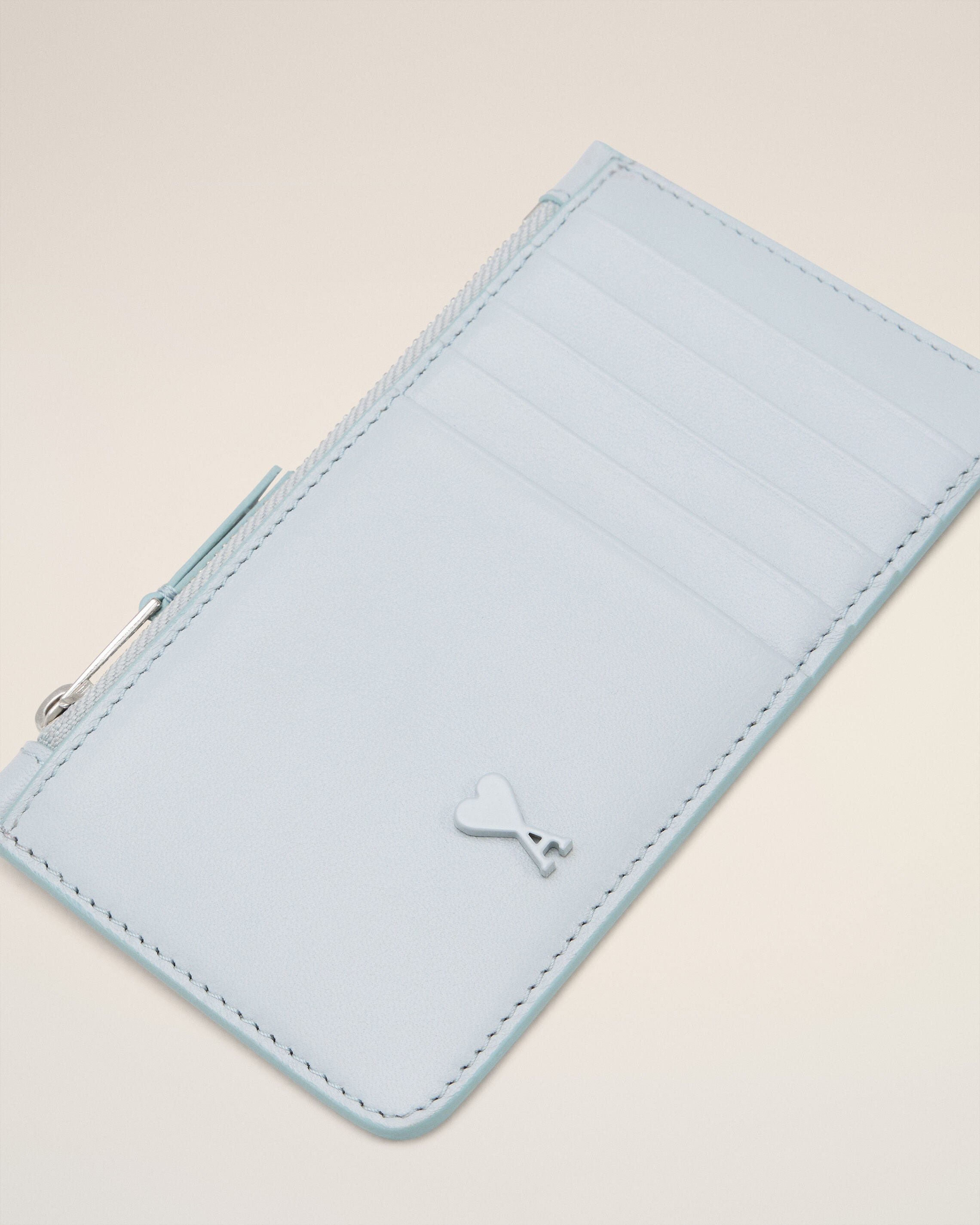 BLUE SMOOTH LEATHER AMI DE COEUR ZIPPED CARD HOLDER - 3