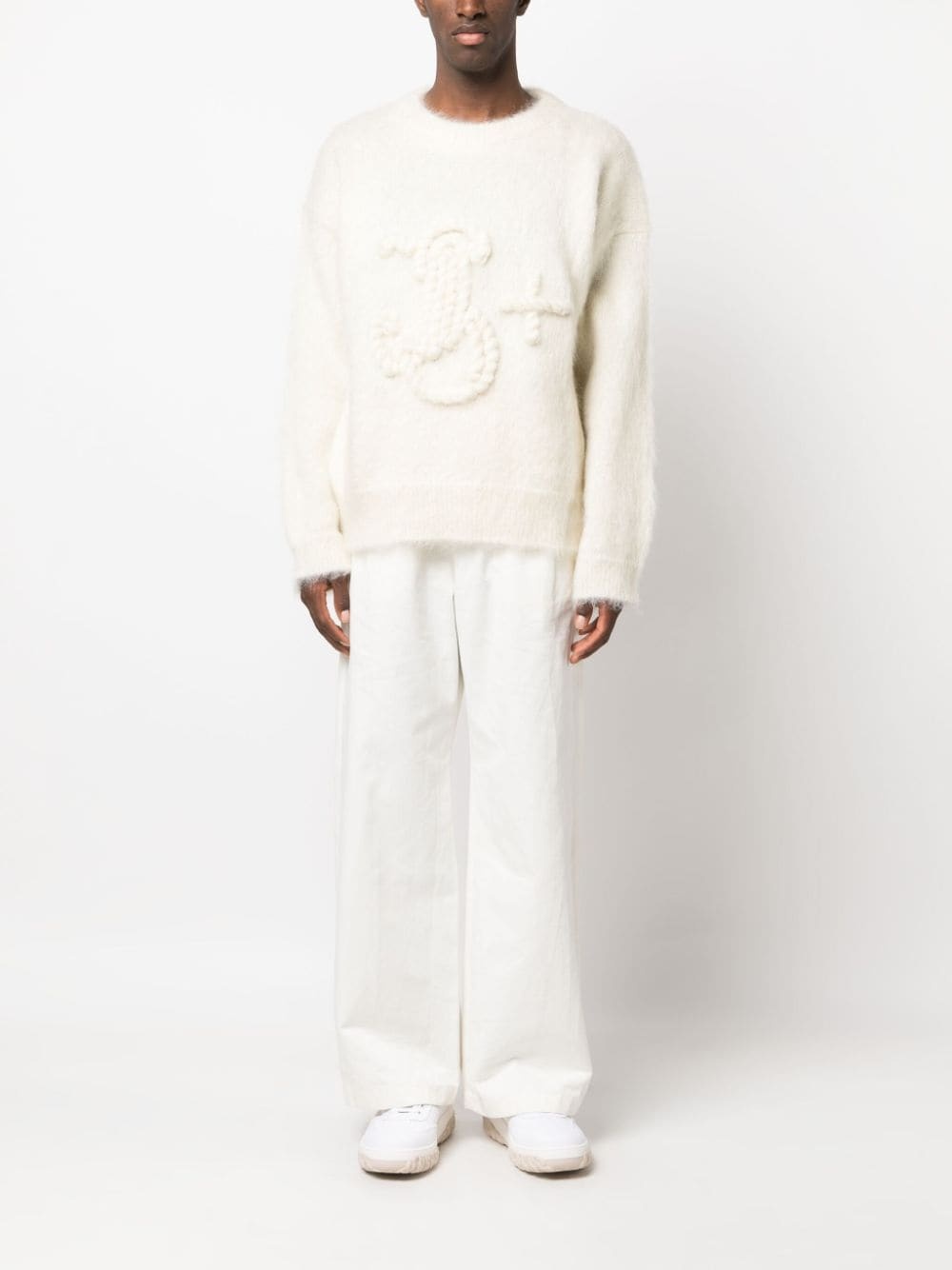 monogram-embroidered mohair-blend jumper - 2