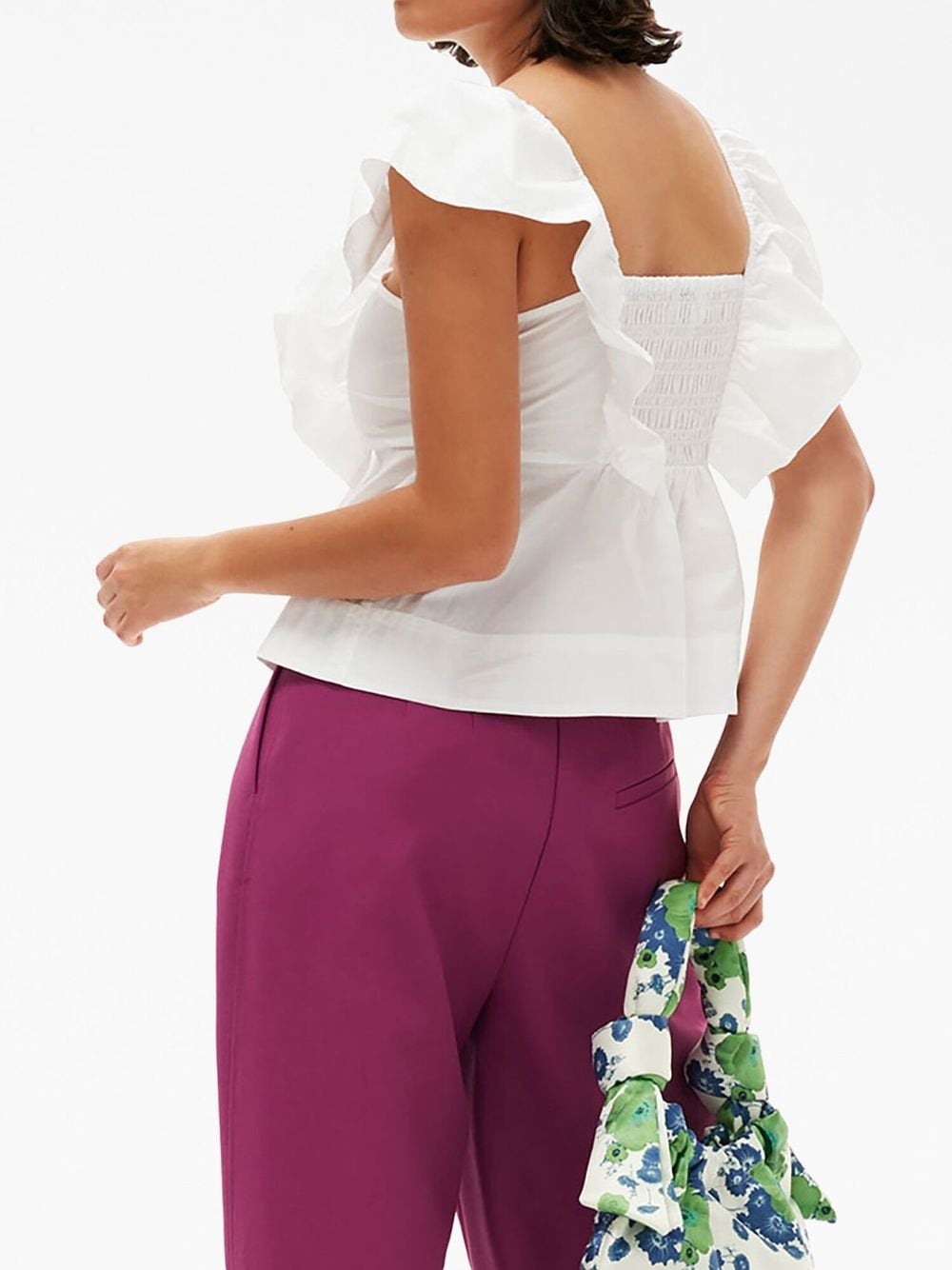 ruffled poplin sleeveless blouse - 3