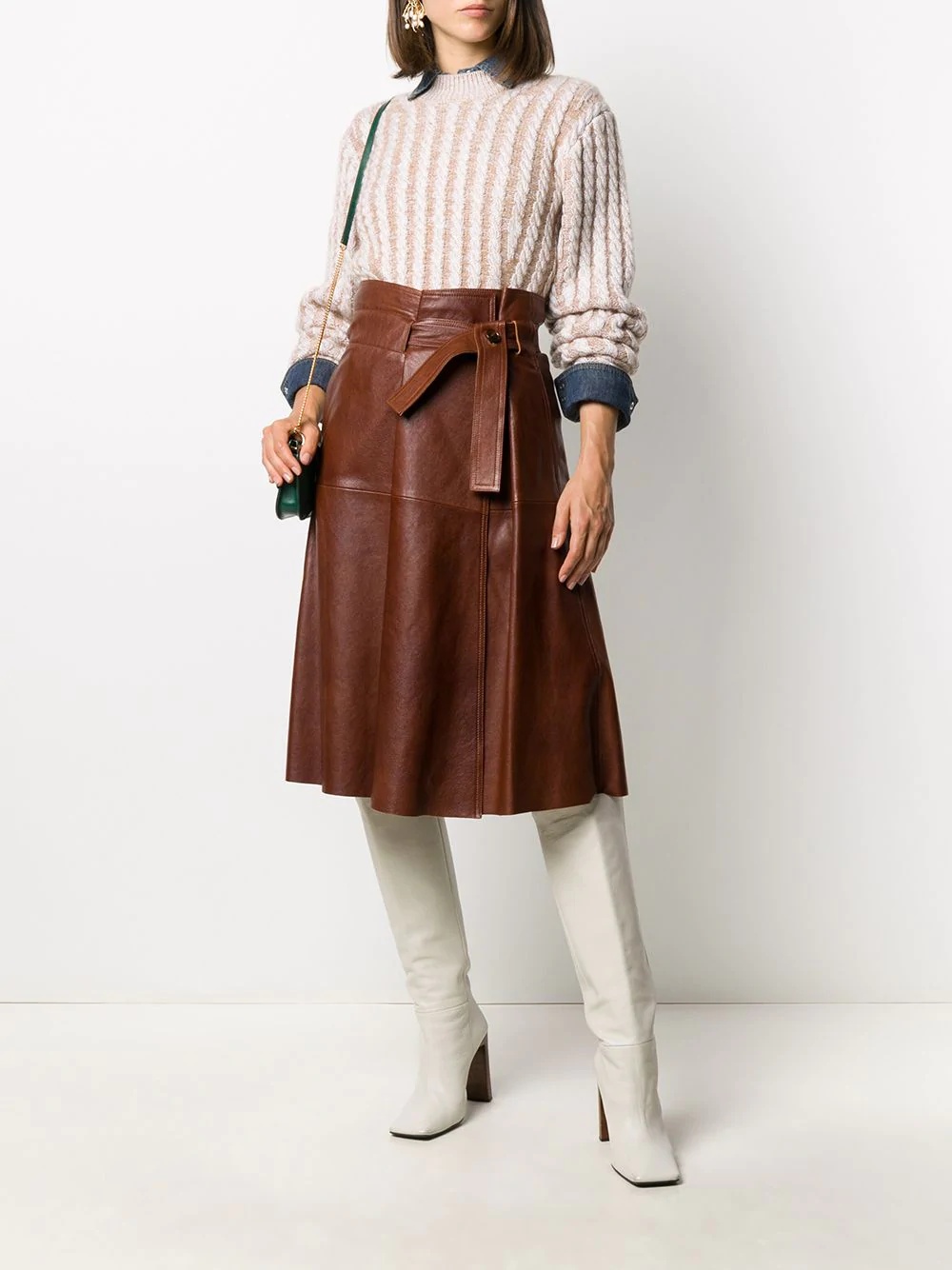 belted A-line skirt - 2