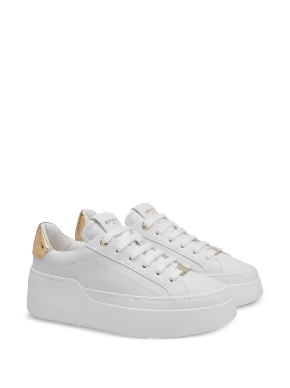 Wedge logo-patch leather sneakers - 2