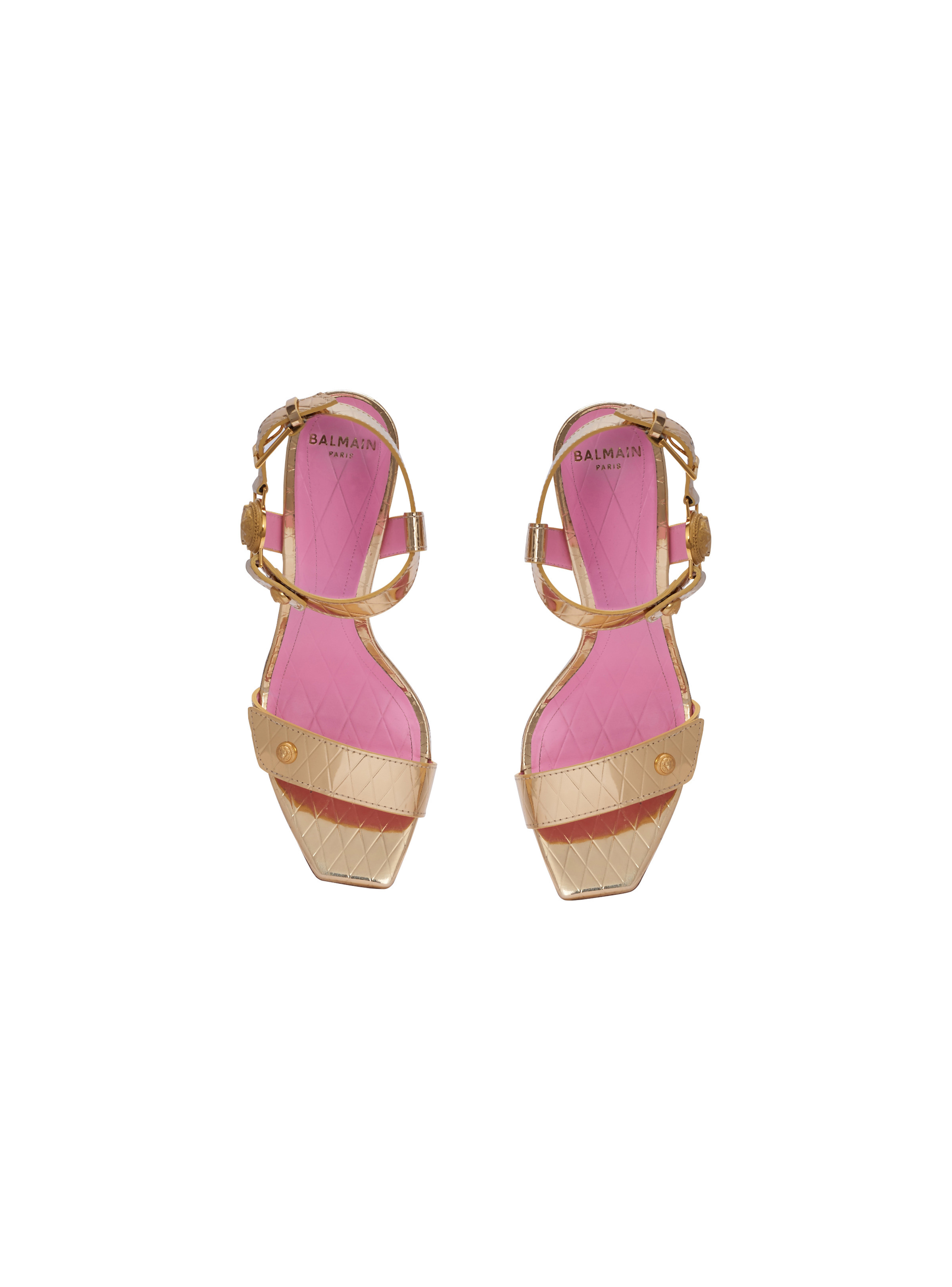 Eva sandals in mirrored leather with an embossed grid motif - 3