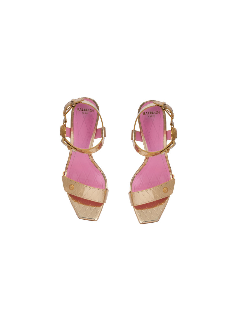 Eva sandals in mirrored leather with an embossed grid motif 3