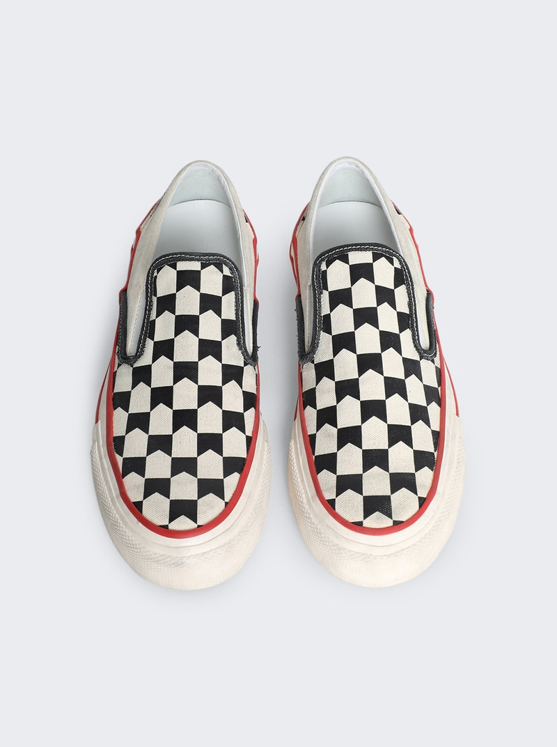 Chevron Checkered Slip On Sneaker Vintage White And Black 3