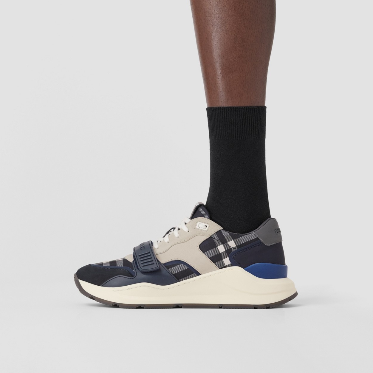 Nylon, Suede and Check Sneakers - 3