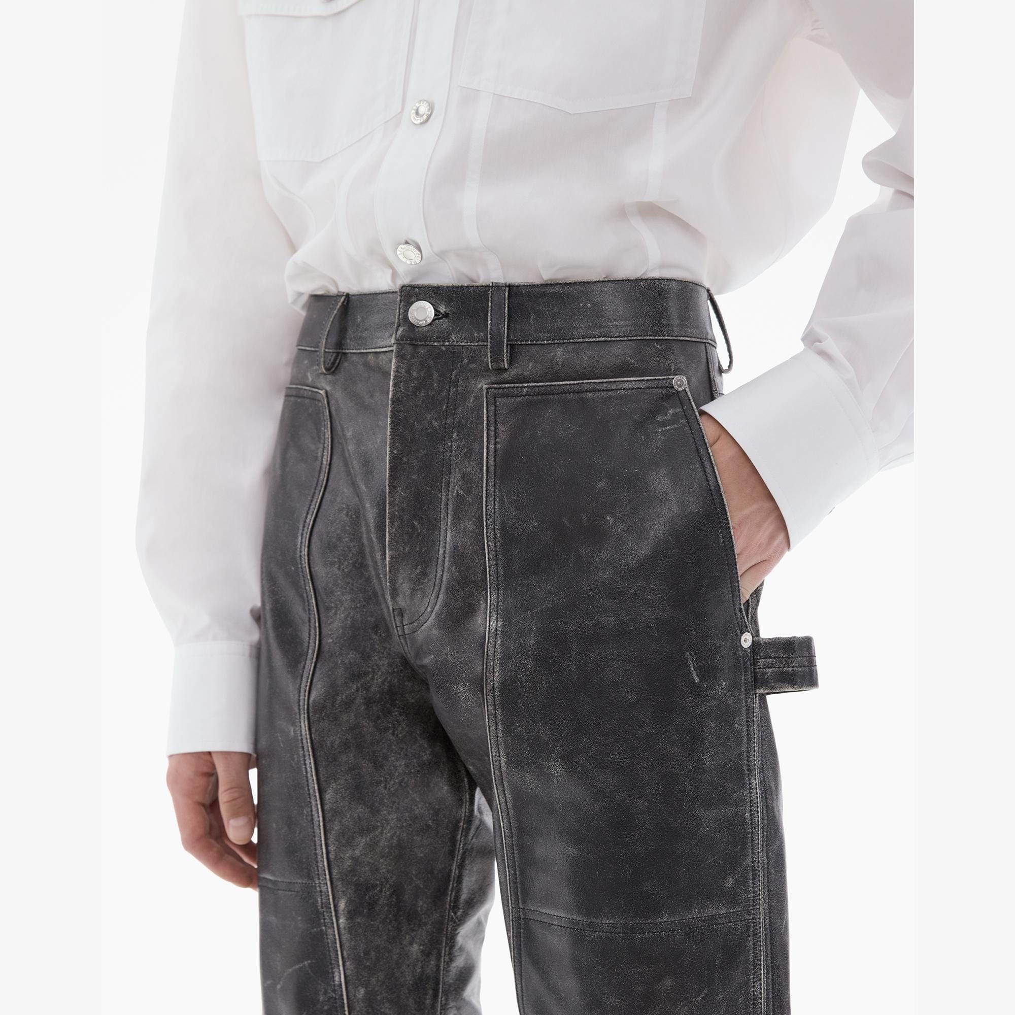 LEATHER CARPENTER PANT - 7