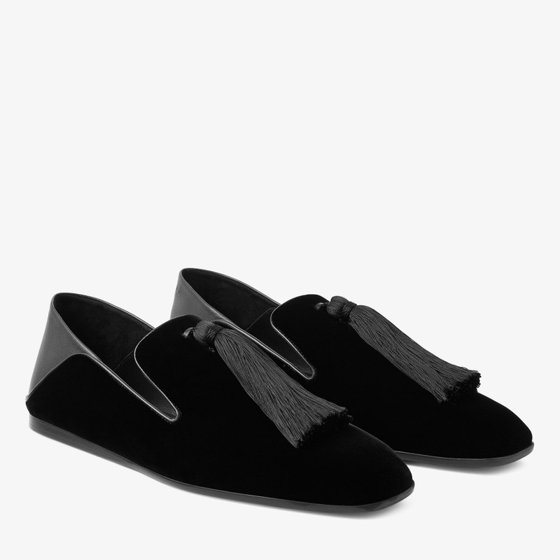 Eliot Slipper Black Velvet Slippers with Tassel 2
