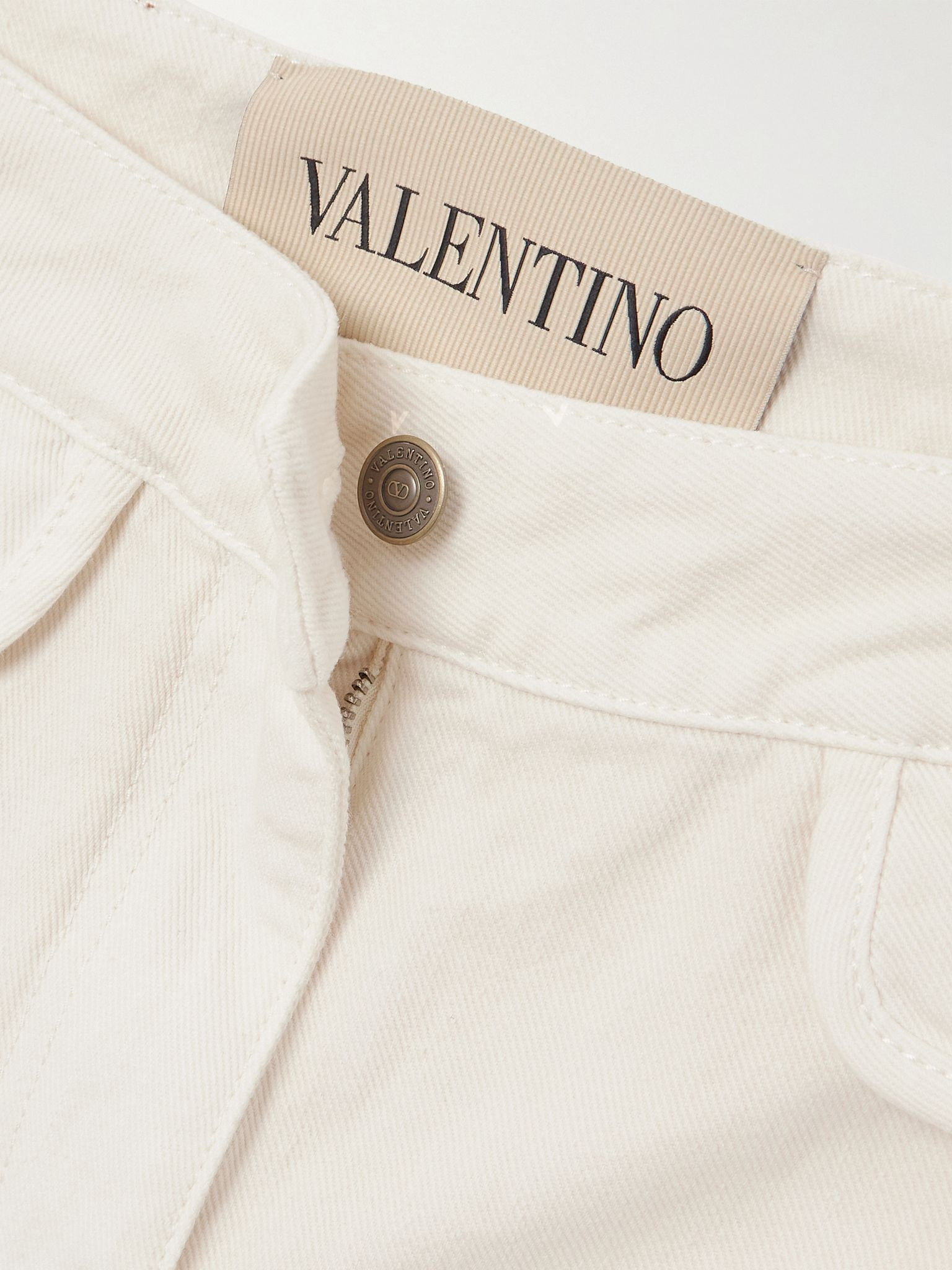 Embellished straight-leg jeans Cream - 4