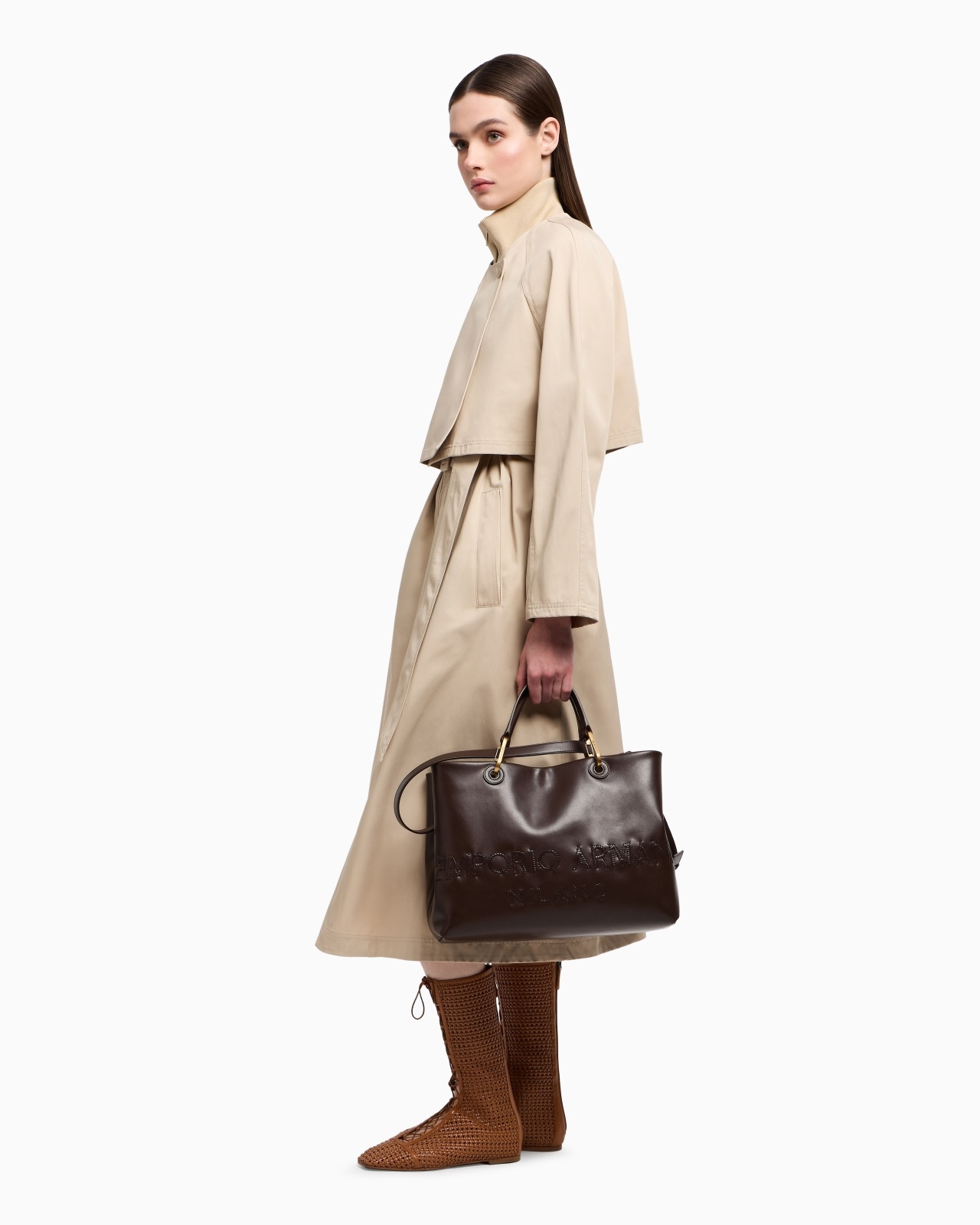 MYEA SHOPPER BAG IN INTERWOVEN LOGO LEATHER - 7