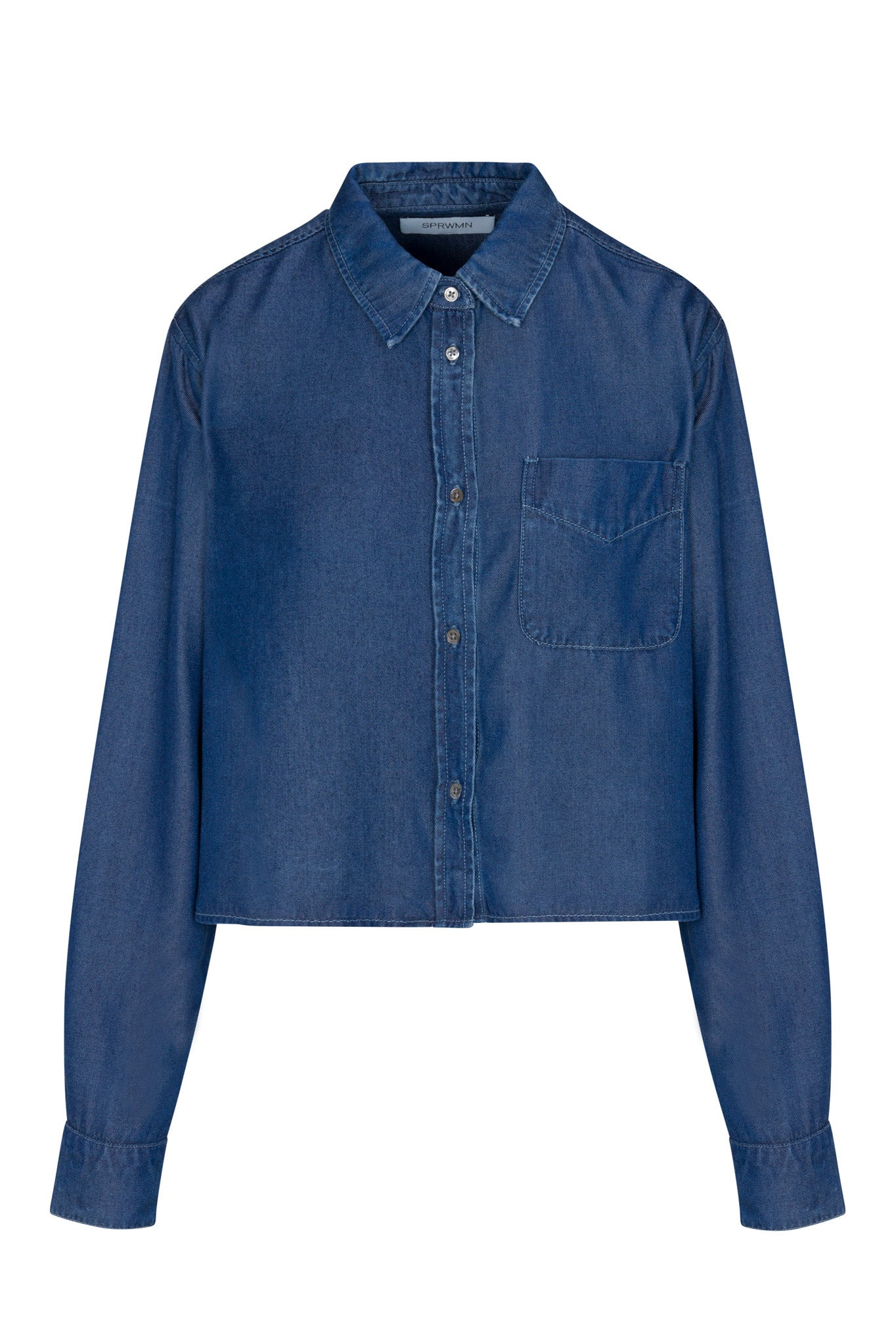 CHAMBRAY CROPPED BUTTON DOWN - 6