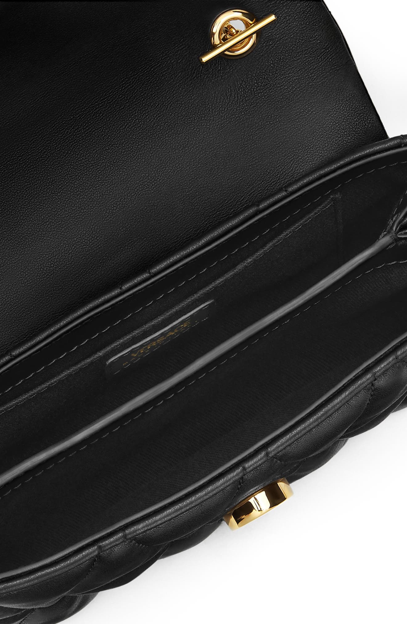 Versace Mini Kleio Quilted Leather Shoulder Bag in Black Versace Gold at Nordstrom - 3