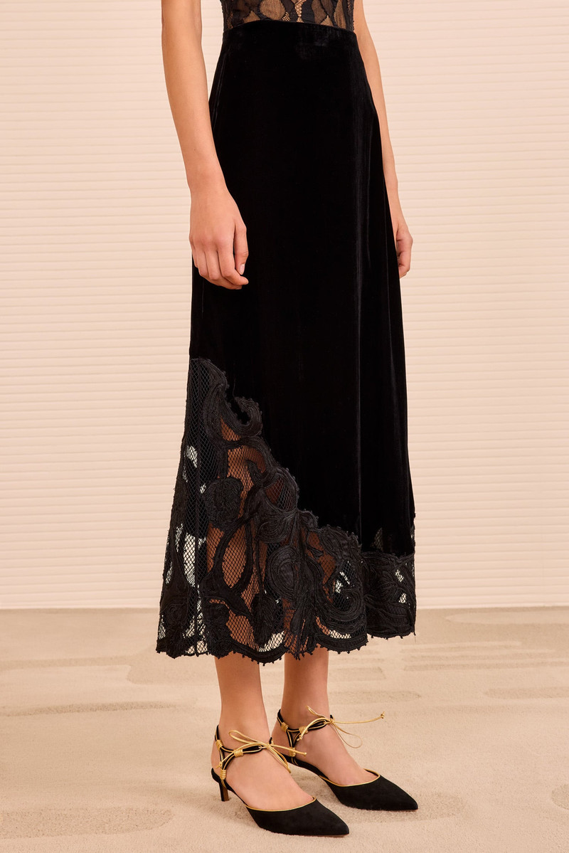 ULLA JOHNSON Alita Embroidered Midi Skirt outlook