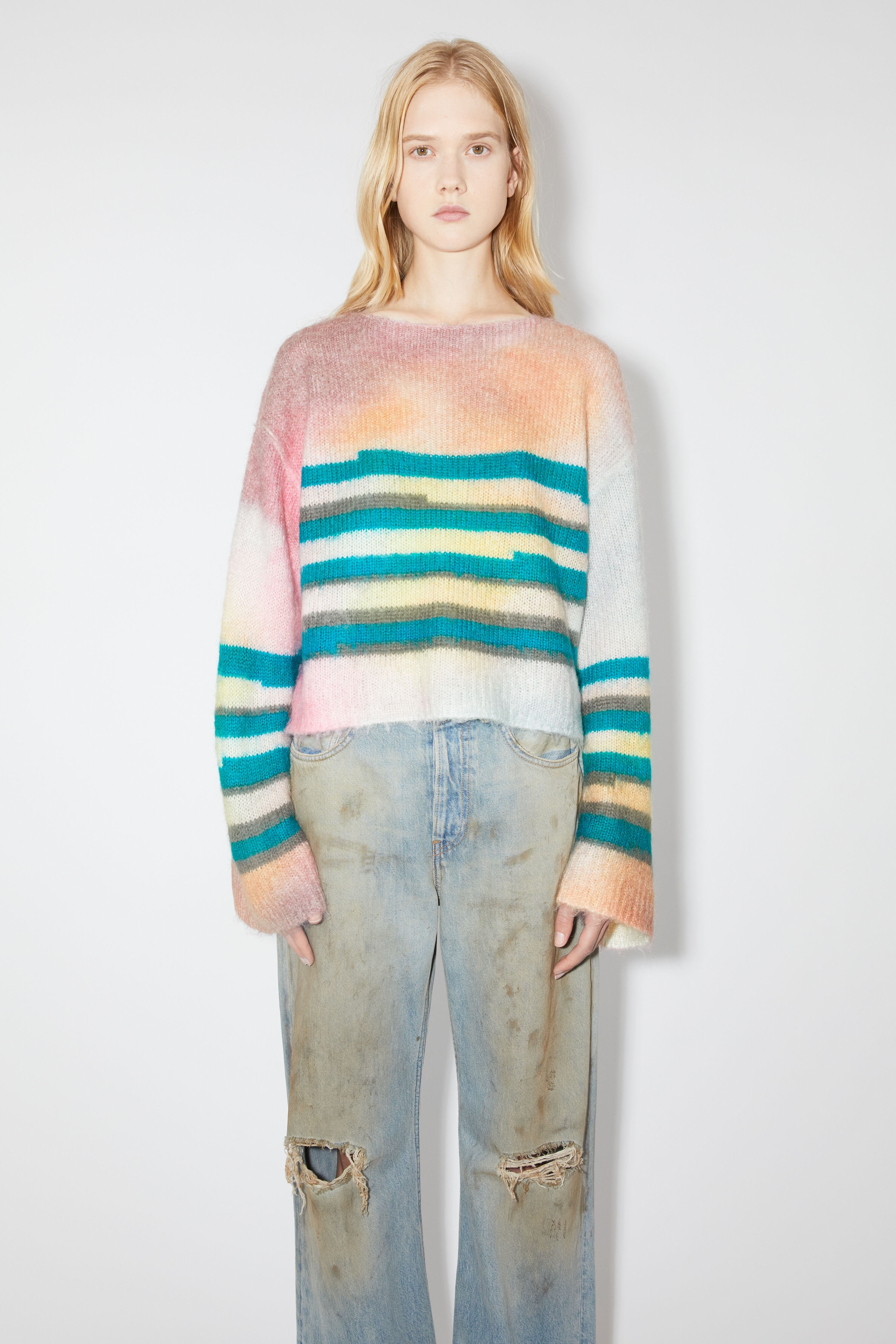 Mohair blend stripe jumper - Blue/multi - 2