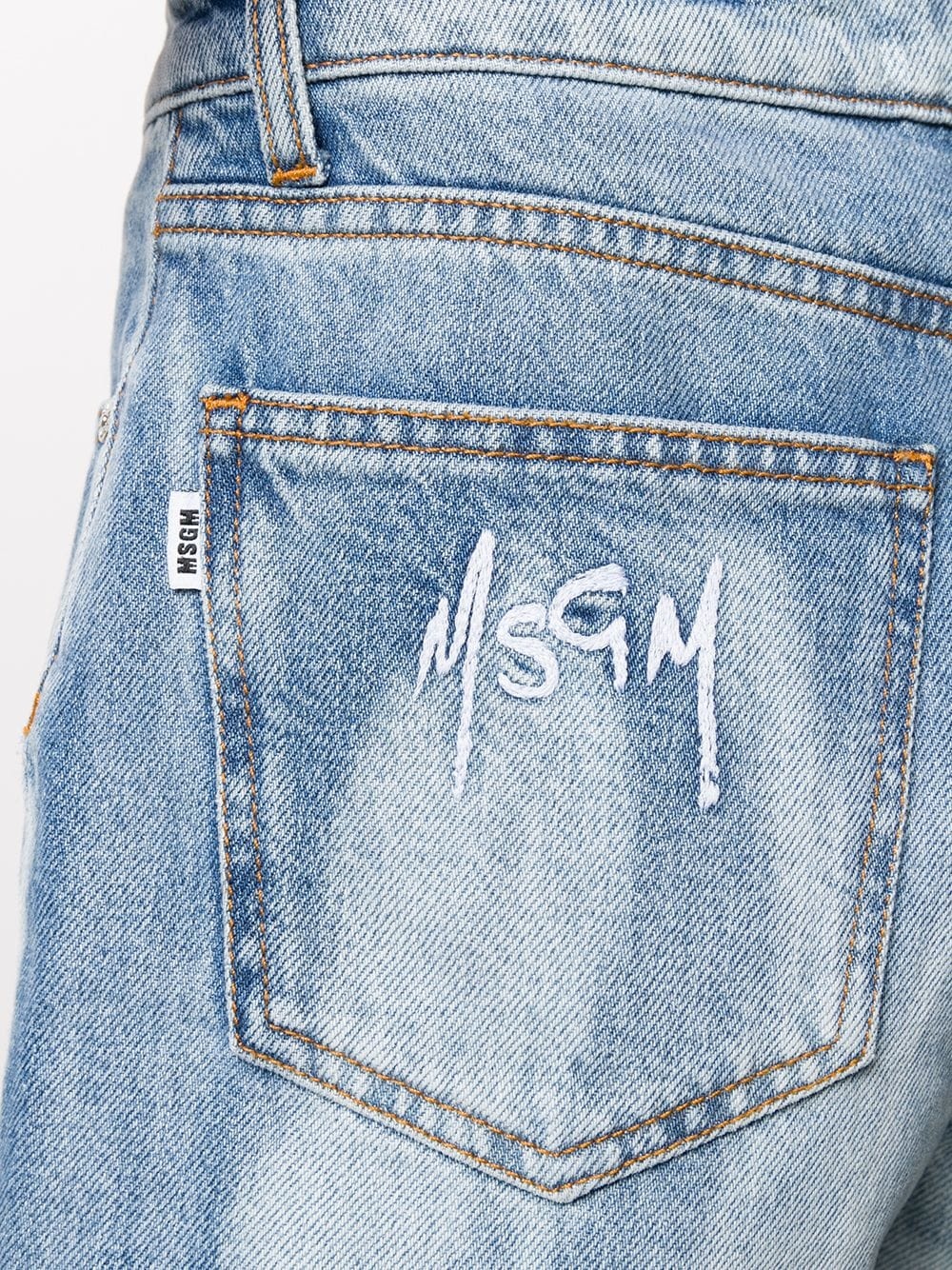 embroidered-logo denim short - 5