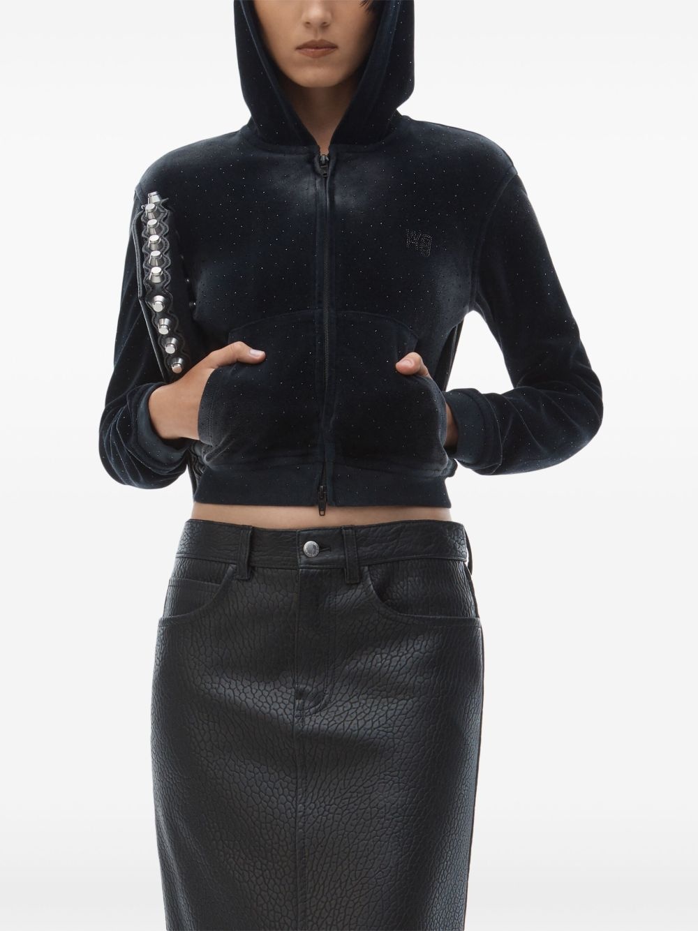 clear bead hotfix hoodie - 2