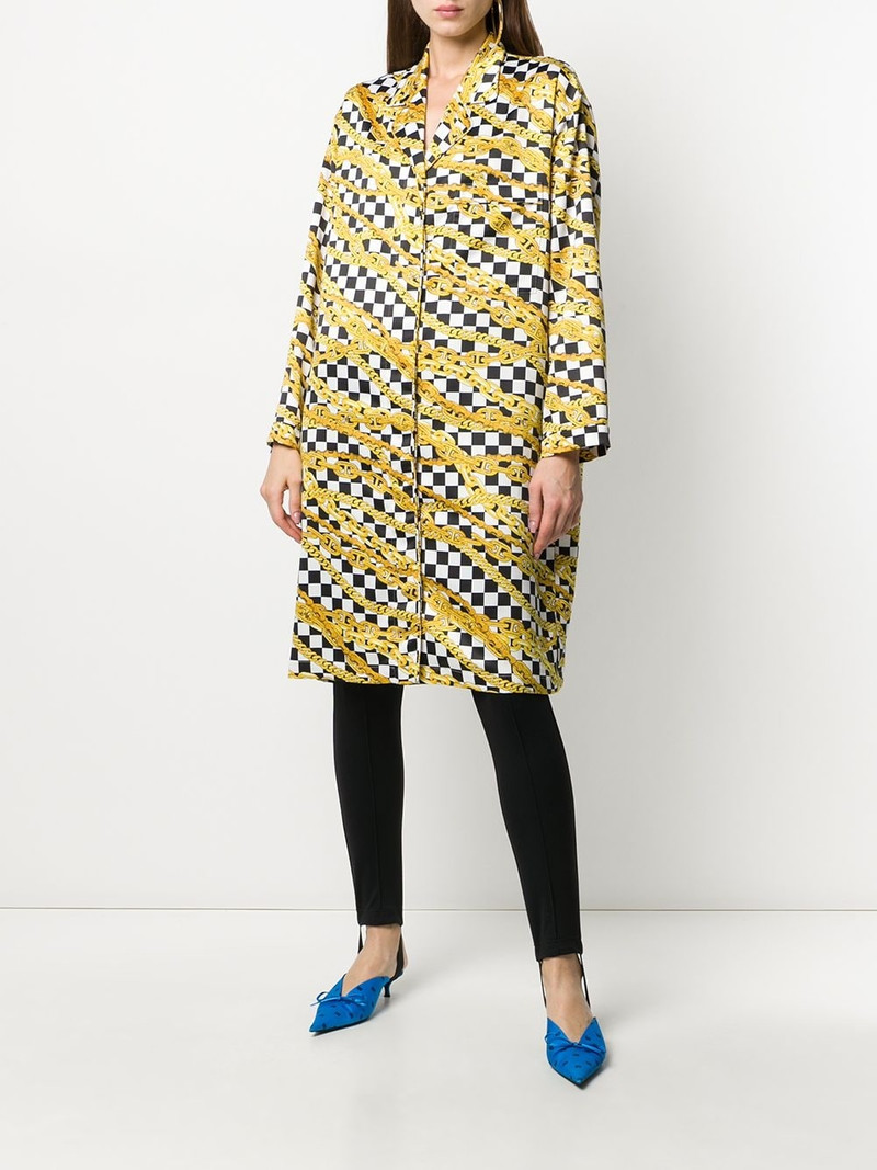 BALENCIAGA chain print checkerboard coat outlook