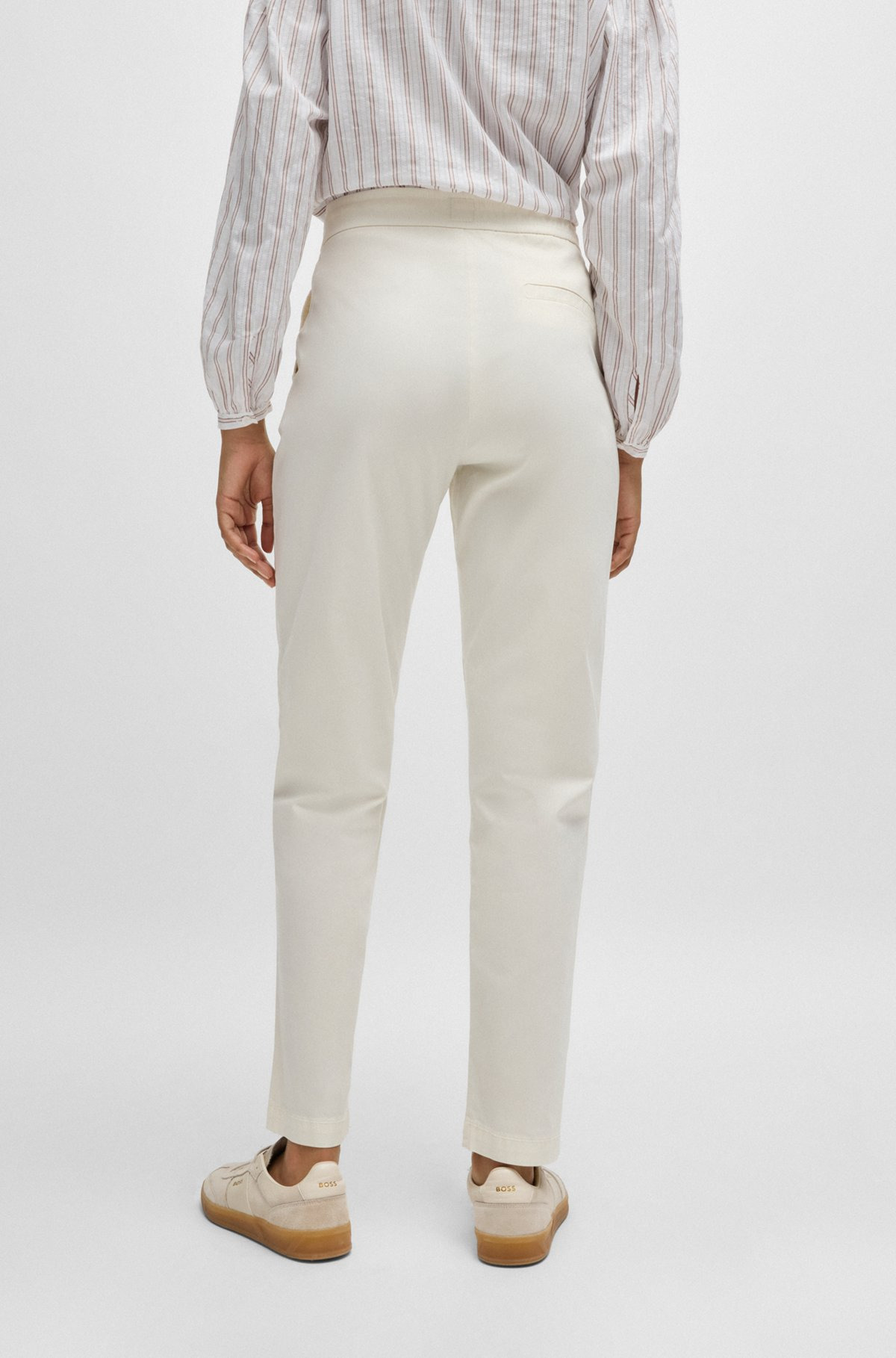 STRETCH-COTTON TROUSERS WITH DRAWCORD WAIST - 4