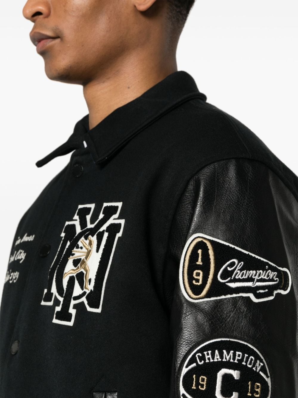 logo-patch bomber jacket - 5