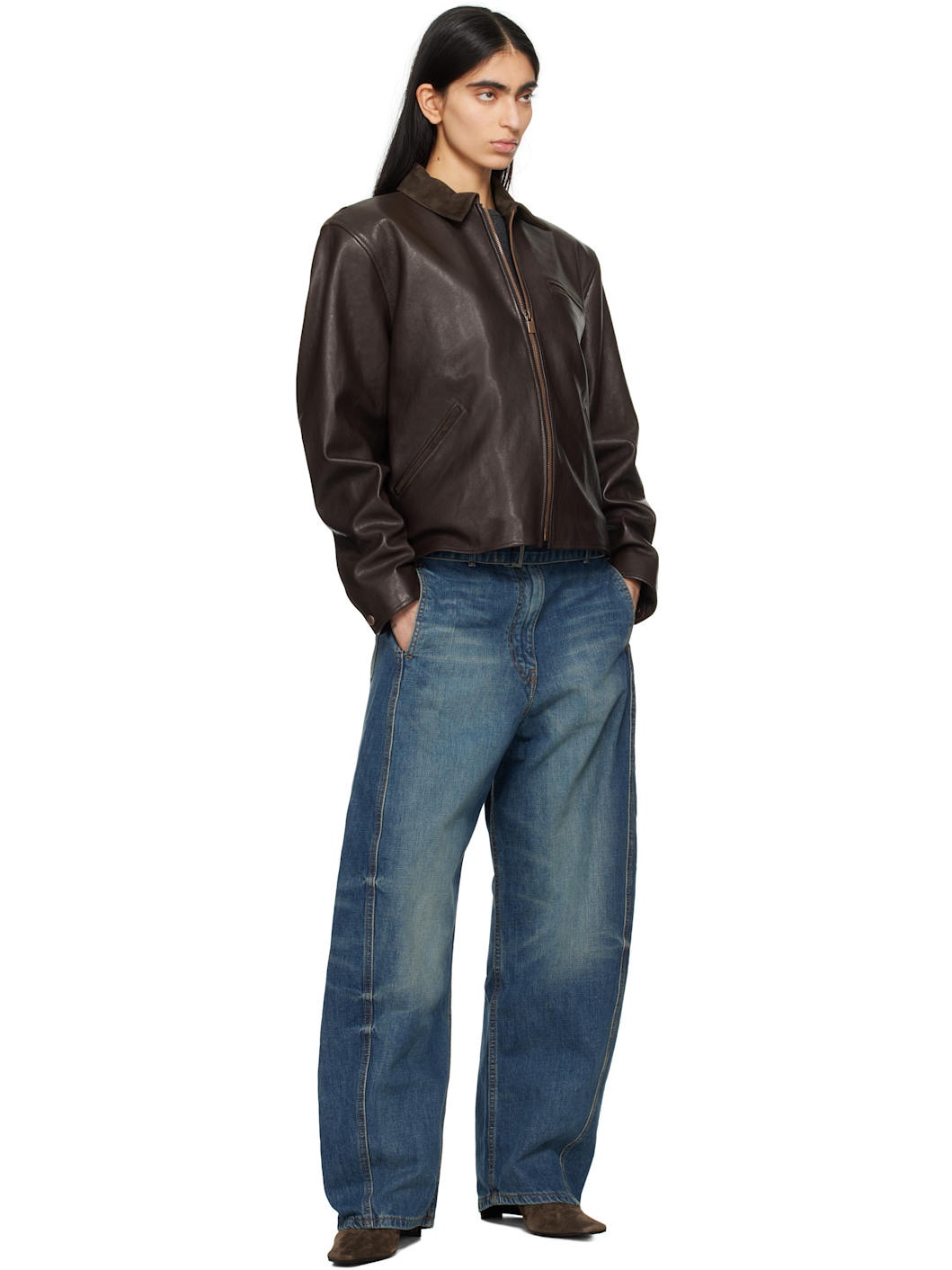 Blue Belted Loose Leg Jeans - 4