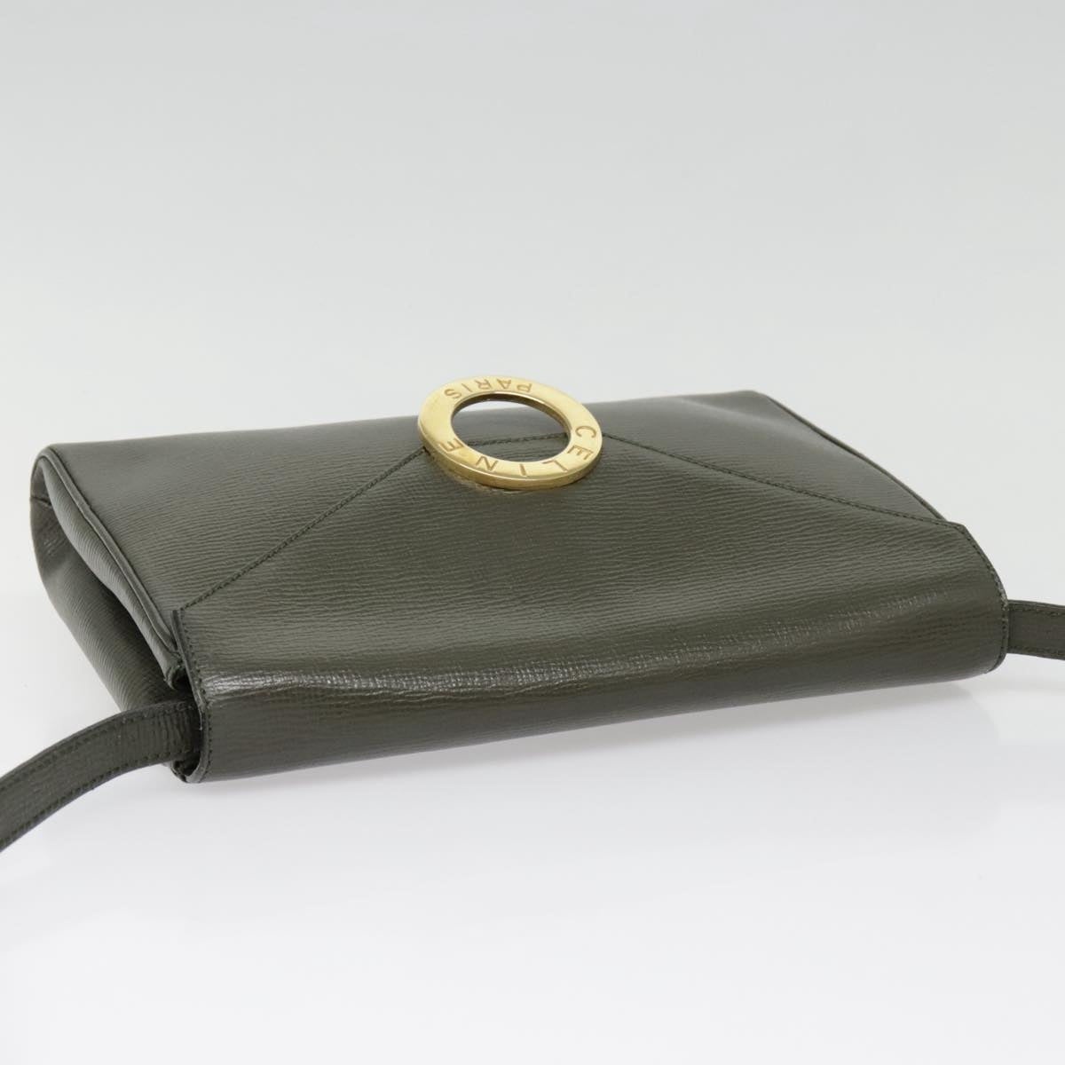CELINE Circle Shoulder Bag Leather Khaki Gold - 6