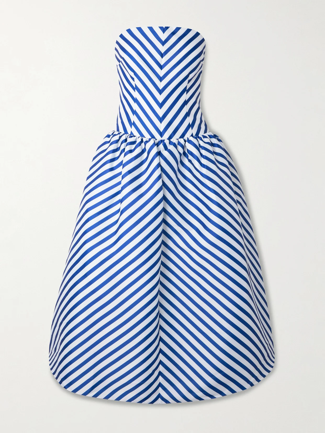 Strapless Striped Taffeta Midi Dress - 1