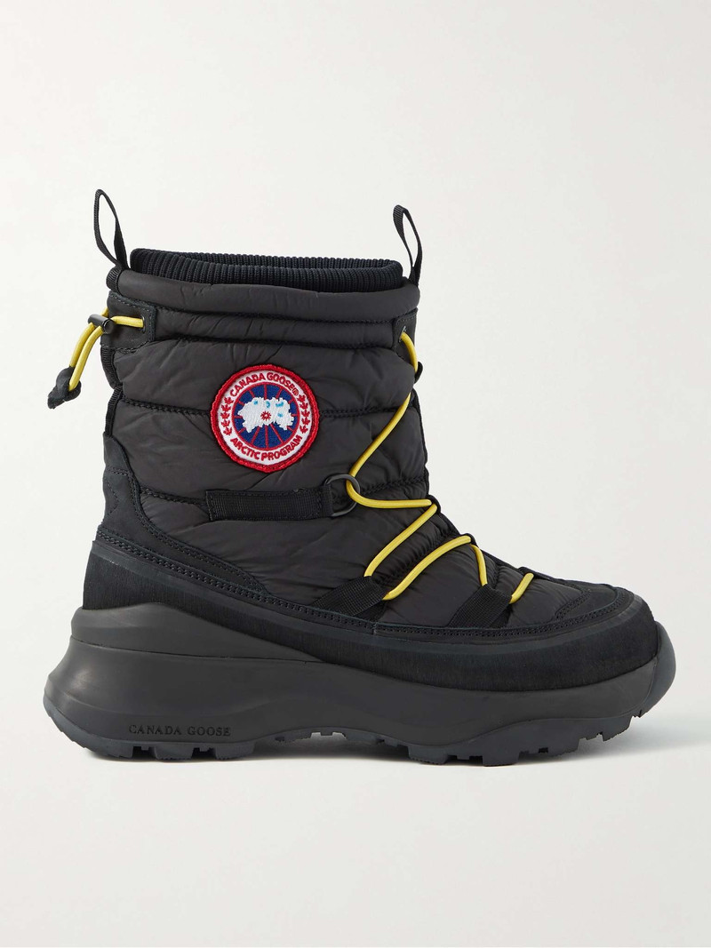 Toronto Suede-Trimmed Quilted Shell Boots 1