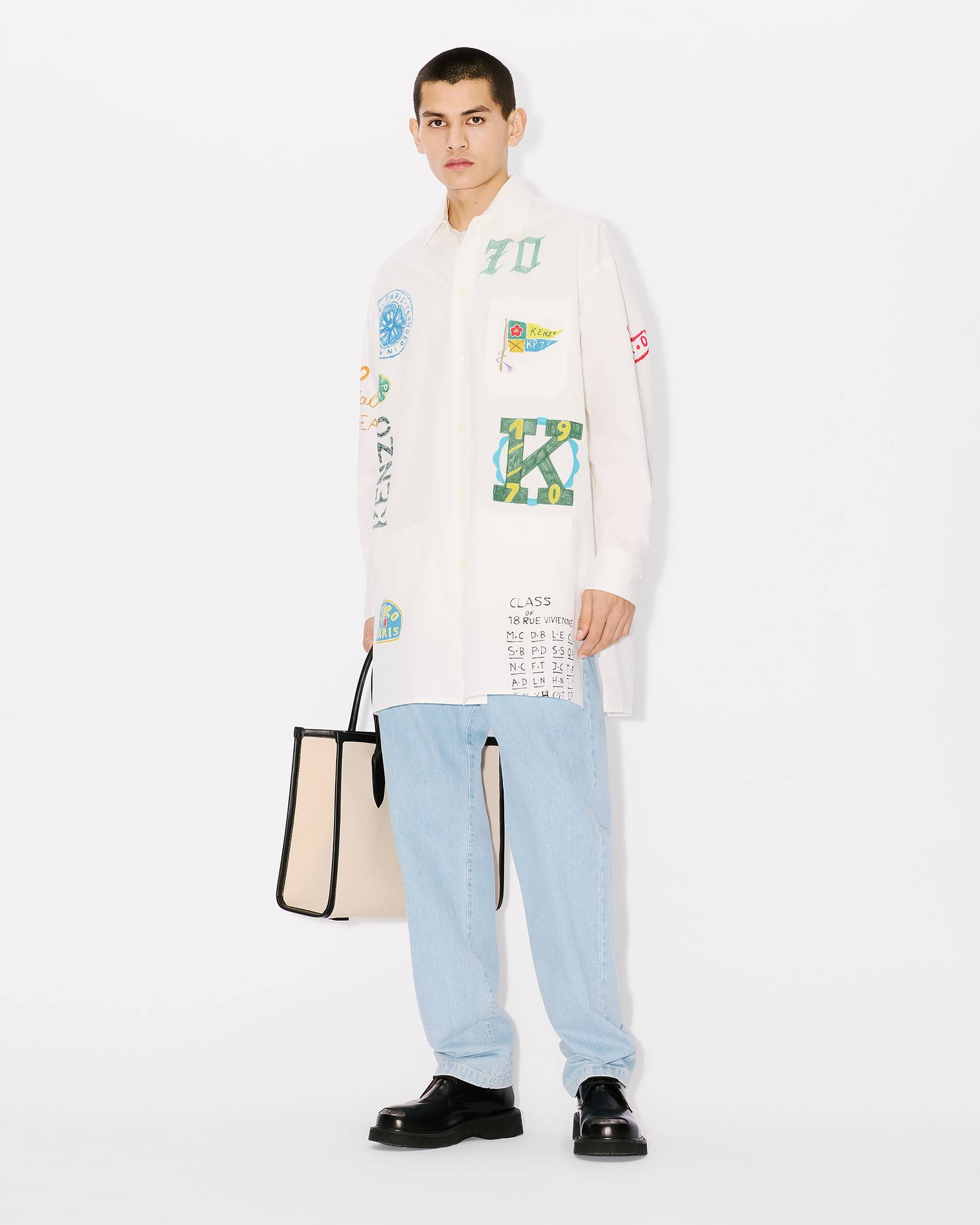 'KENZO Drawn Varsity' long oversized shirt - 5