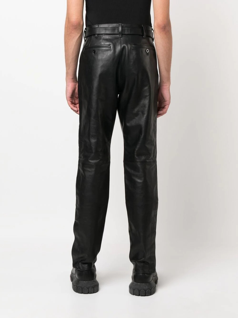 straight-leg leather trousers - 4