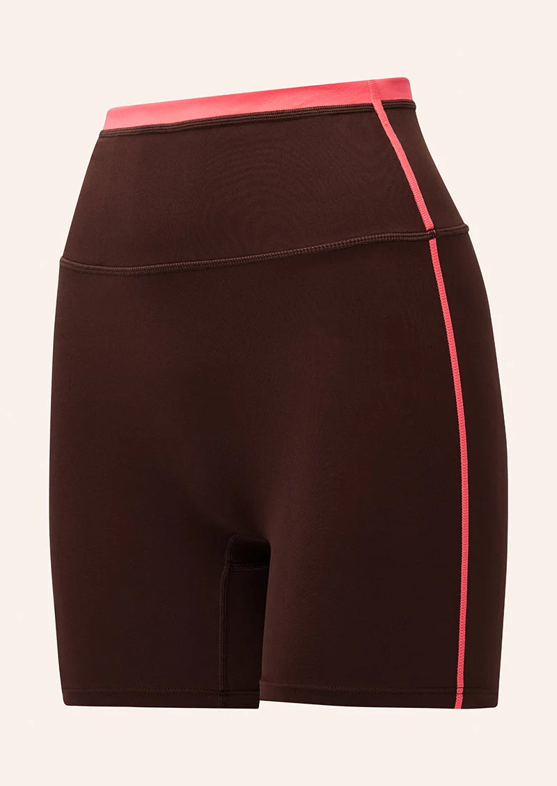 RADAR 5" BIKE SHORT IN MAHOGANY & DIVA PINK - 1