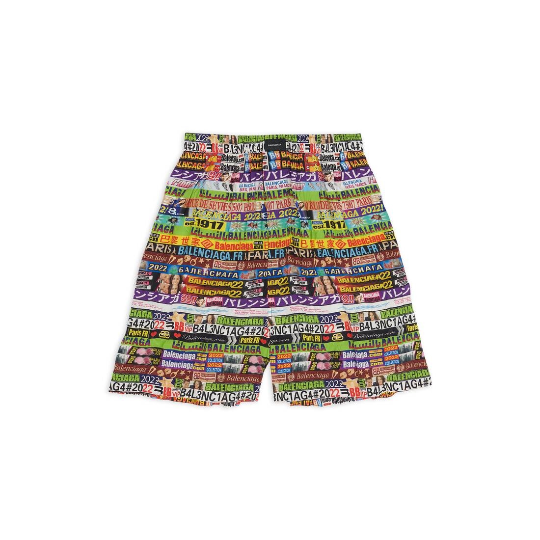 Men's Ad Banners Pyjama Shorts in Multicolored - 3