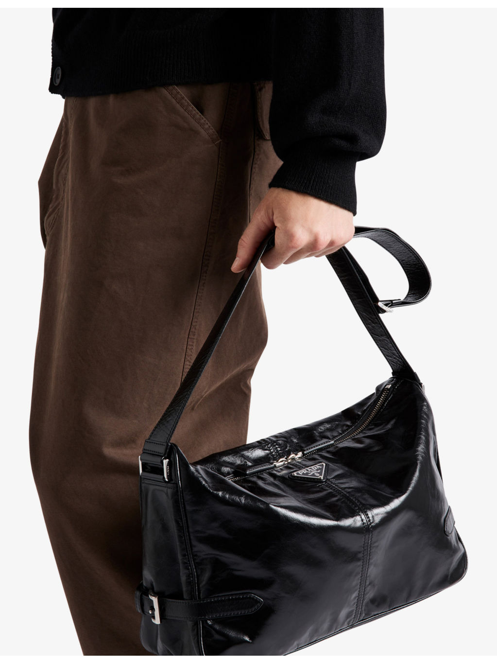 Logo-plaque leather shoulder bag - 2